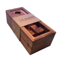3 Puzzles - Wooden - In Wooden Box