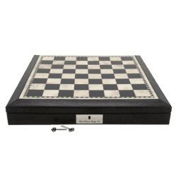 Chess Board - Box - 18in Black & White Beveled Leather Edged