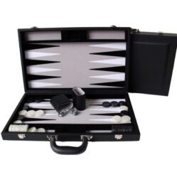 Backgammon - 15in Black PU Leather