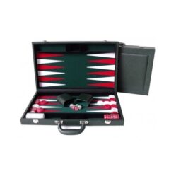 Backgammon - 15in Green PU Leather