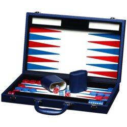Backgammon - 15in Blue PU Leather