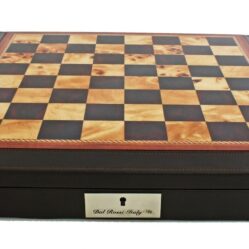 18in Brown Beveled Leather Edged Chess Board (Box)
