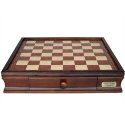 Chess Board - 16in Walnut Box with Drawers - Dal Rossi