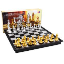 Chess Set - Folding Magnetic - Gold & Silver (25cm)