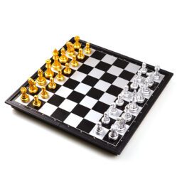 Chess Set - Folding Magnetic - Silver & Gold - 32cm