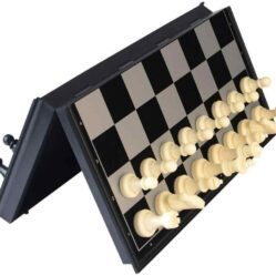 Chess Set - Folding Magnetic - Black & White - 32cm