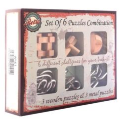 Wooden and Metal Puzzles - 3 of each in 1 Box