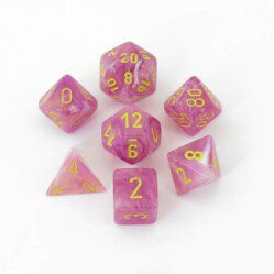 Dice Set - 4-20 - Leaf Fuschia w/Yellow