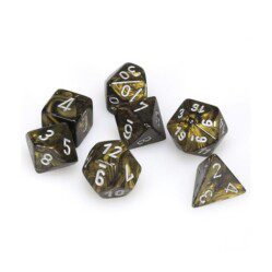 Dice Set - 4-20 - Leaf Black-Gold w/Silver