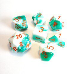 Dice Set - 4-20 - Gemini Mint Green - White w/Orange