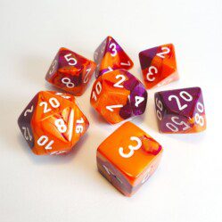 Dice Set - 4-20 - Gemini Orange-Purple w/White
