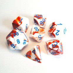 Dice Set - 4-20 Gemini Red-White w/Blue