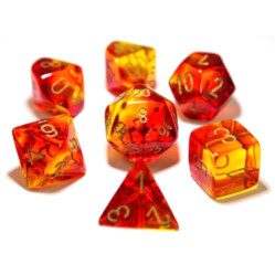 Dice Set - 4-20 - Gemini Red-Yellow w/Gold