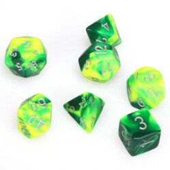 Dice Set - 4-20 - Gemini Green-Yellow w/Silver