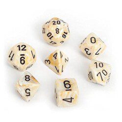 Dice Set - 4-20 - Marble Ivory w/Black