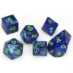 Dice Set - 4-20 - Lustrous Dark Blue w/Green