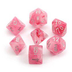 Dice Set - 4-20 - Ghostly Glow Pink w/Silver