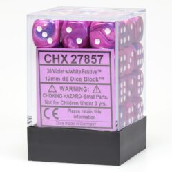 Dice Set - 36 x 12MM D6 - Festive Violet w/White
