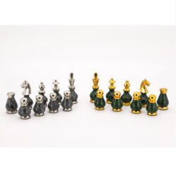 Chess Men - Grey & Green with Gold & Silver - 90mm
