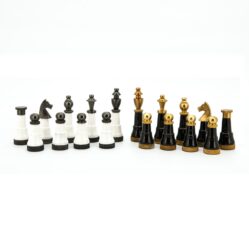 Chess Men - Black & White with Gold & Gunmetal - 110mm