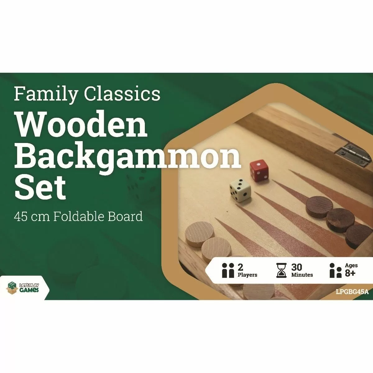 Backgammon - 45cm - Folding Timber (LPG)