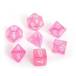 Dice Set - 4-20 - Pink Frosted w/White