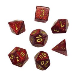 Dice Set - 4-20 - Glitter Ruby Red w/Gold
