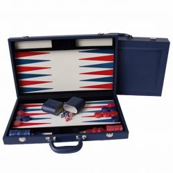 Backgammon - 18in Blue PU Leather