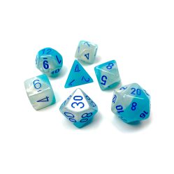 Dice Set - 4-20 - Gemini Luminary Pearl Turquoise - White/Blue