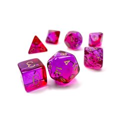 Dice Set - 4-20 - Gemini Luminary Translucent Red - Violet/Gold