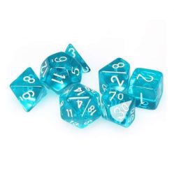 Dice Set - 4-20 - Mini Trans Teal w/White
