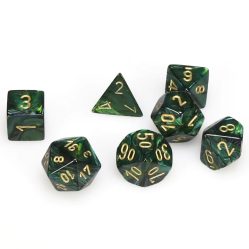 Dice Set - 4-20 - Mini Scarab Jade w/Gold