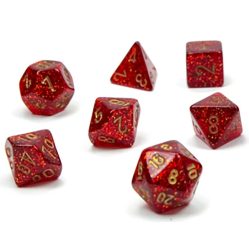 Dice Set - 4-20 - Mini Glitter Ruby w/Gold