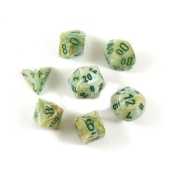 Dice Set - 4-20 - Mini Marble Green w/Dark Green