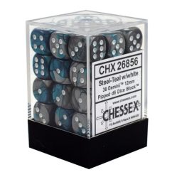 Dice Set - 36 x 12MM D6 - Gemini Steel Teal w/White