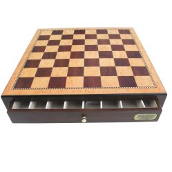 Chess Board - 18in Shiny Walnut with Drawers