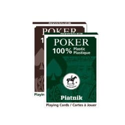Playing Cards - Single - 100% Plastic Jumbo Index Poker (Green or Brown)