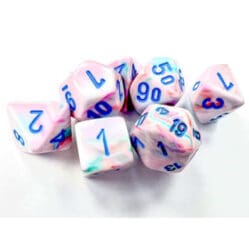 Dice Set - 4-20 - Mini Festive pop Art w/Blue