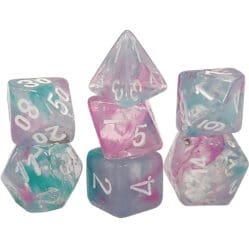Dice Set - 4-20 - Mini Nebula Wisteria w/White