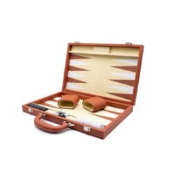 15in (38cm) Leather Backgammon Set  - Brown (LPG)