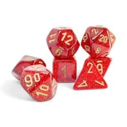 Mega-hedral Dice - 7D Glitter Ruby/Gold Set