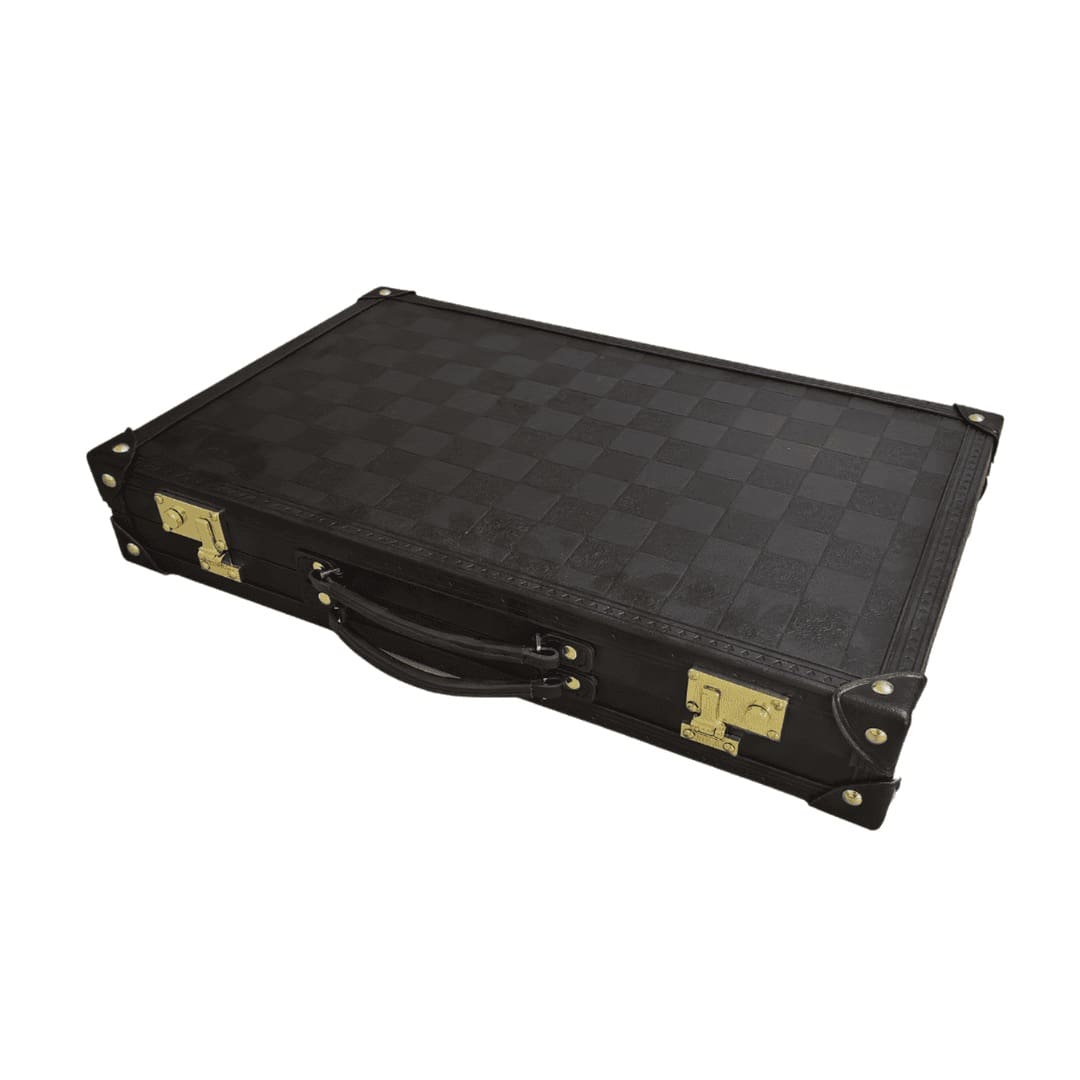 Obsidian PU Leather Backgammon 18in