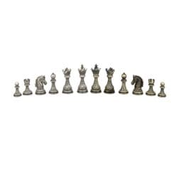 Antique Regal Copper and Silver Chess Pieces - 90mm